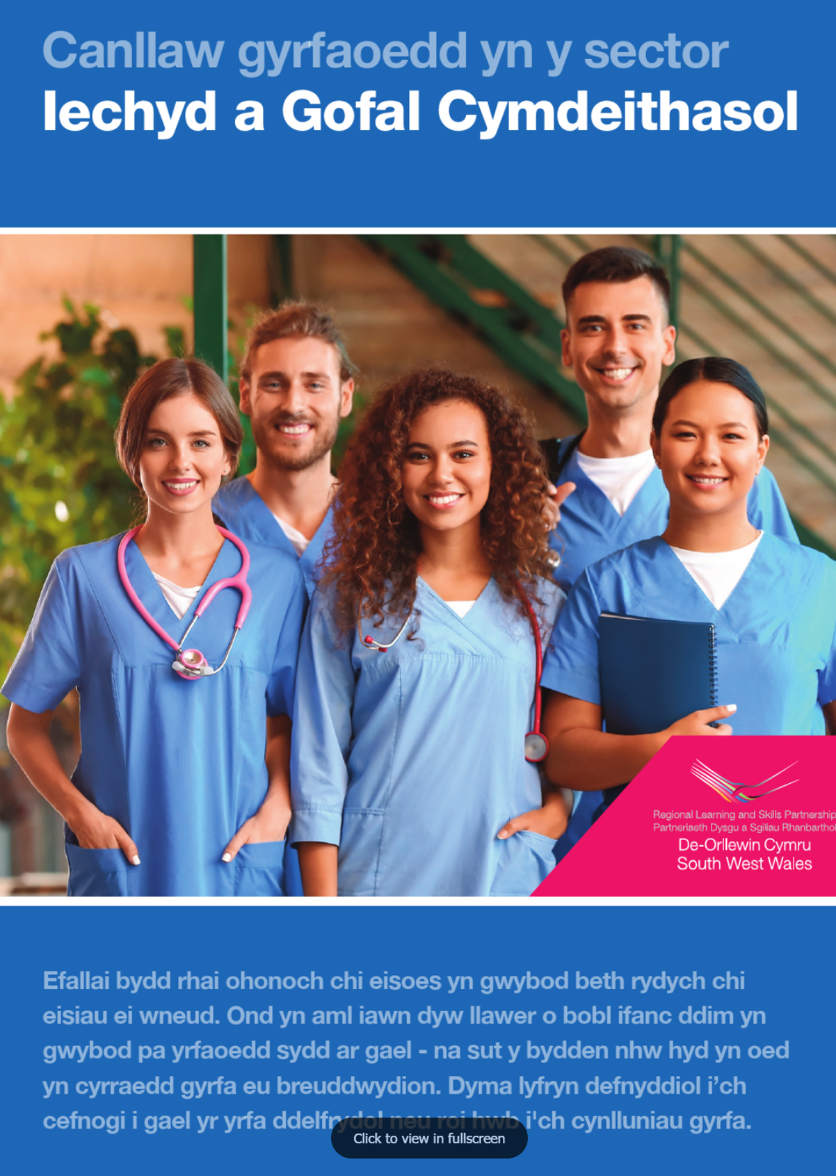 Llyfryn map gyrfa sector iechyd a gofal cymdeithasol